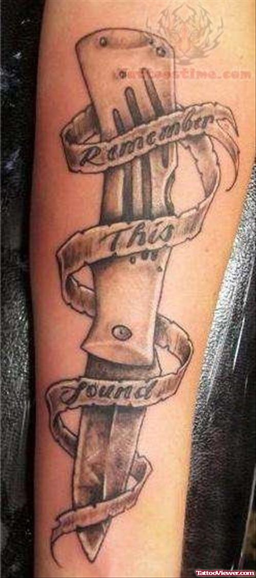 Knife And Banner Tattoo