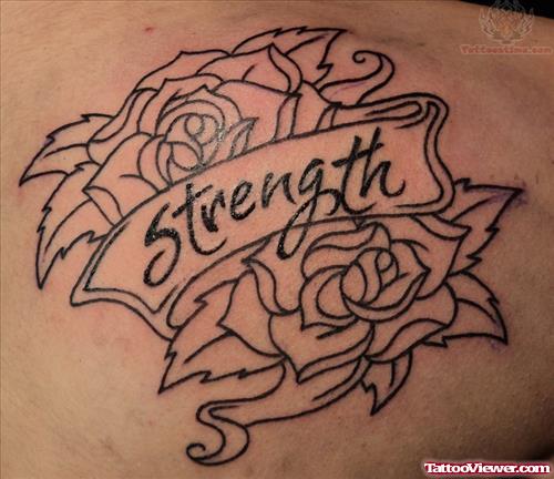 Rose Strength Banner Tattoo