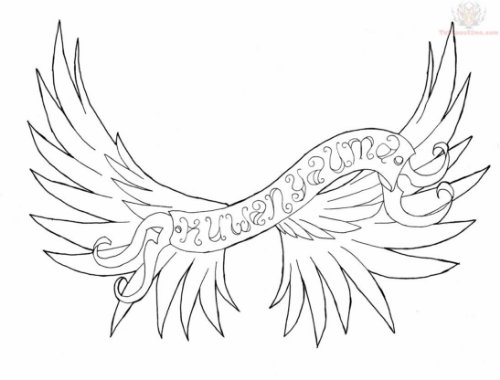 Wings and Banner Tattoo Sample