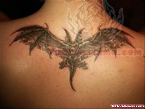 Amazing Bat Tattoo On Back