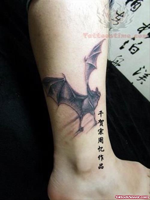 Bat Free Tattoo On Leg
