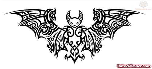 Tribal Bat Tattoo Design Sample