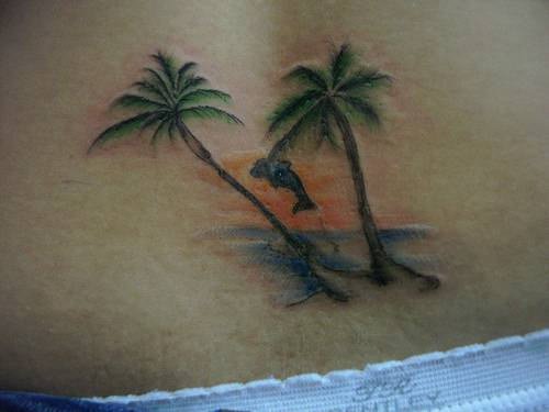 Girl Back Body Beach Tattoo