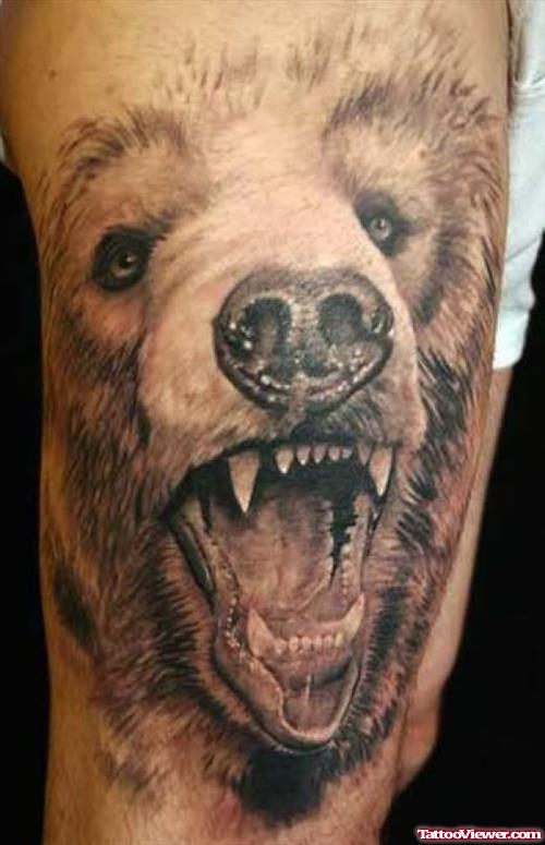 Open Mouth Bear Tattoo