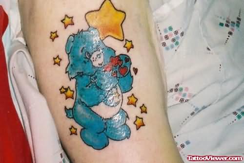 Blue Teddy Bear Tattoo