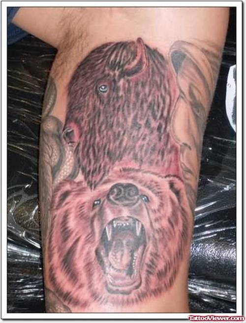Bear Face Red Tattoo