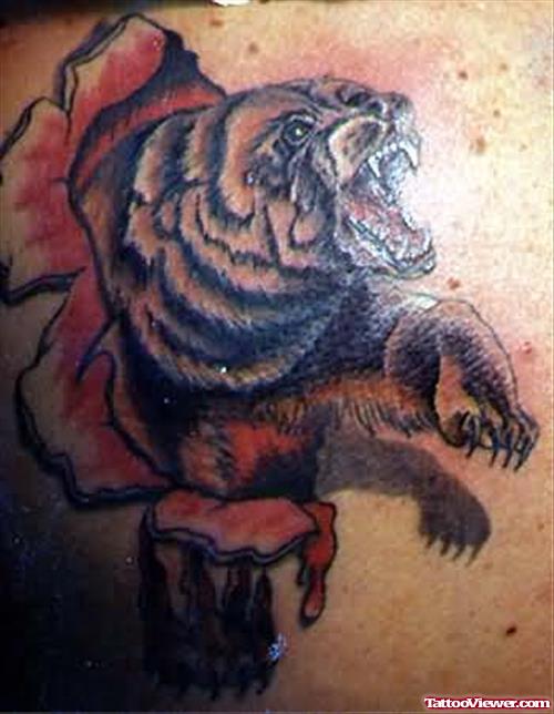 Attacking Bear Tattoo