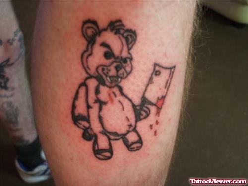 Teddy Bear With Knife Tattoo