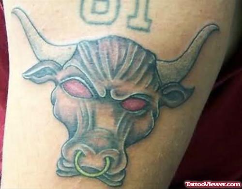 Bull Tattoo Design On Back