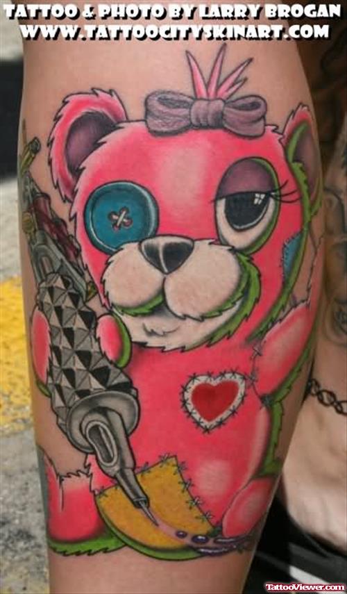 Pink Teddy Bear Tattoo