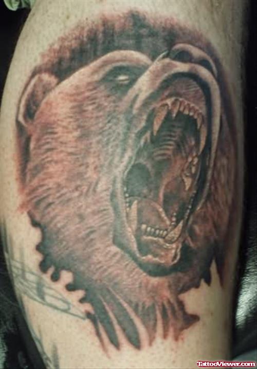 Crawling Bear Face Tattoo