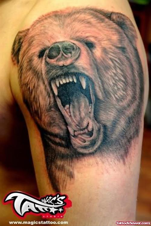 Big Open Face Bear Tattoo
