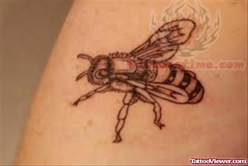 Black Ink Bee Tattoo Picture