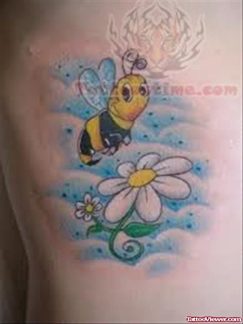 Flower And Bee Tattoos