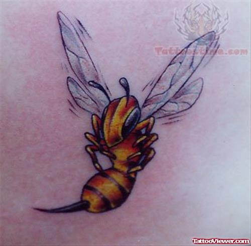 Color Ink Bee Tattoo