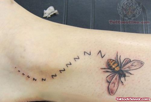 Flying Bee Tattoo On Ankle