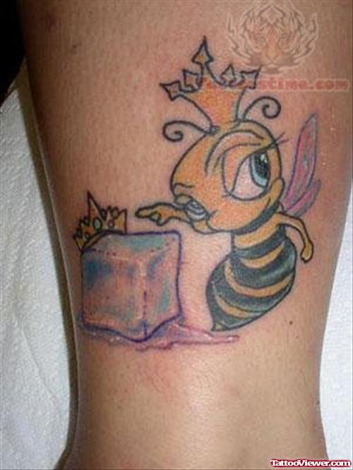 Bee With Crown Tattoo
