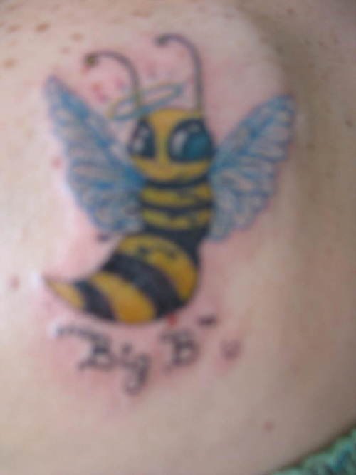 Blue Wings Bee Tattoo