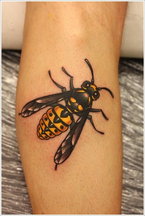 Bee Tattoo On Left Sleeve