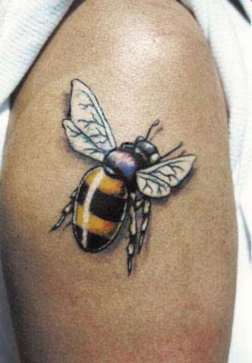 Bee Tattoo On Right Sleeve