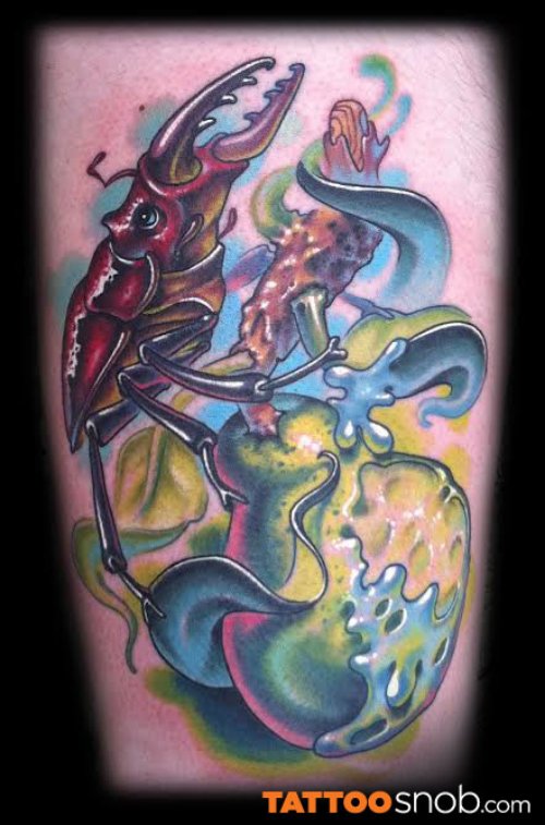 Colored Insects Beetle Tattoo Design