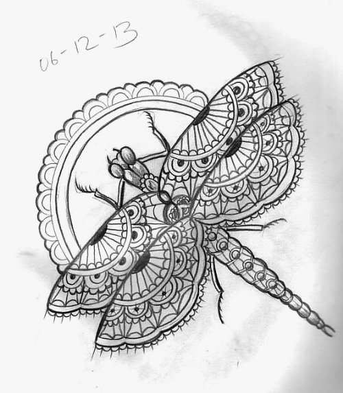 Moth Wings Dragonfly Beetle Tattoo Design