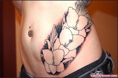 Flowers Tattoos Design on Belly