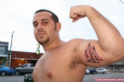 Fraternity Triangle Bicep Tattoo