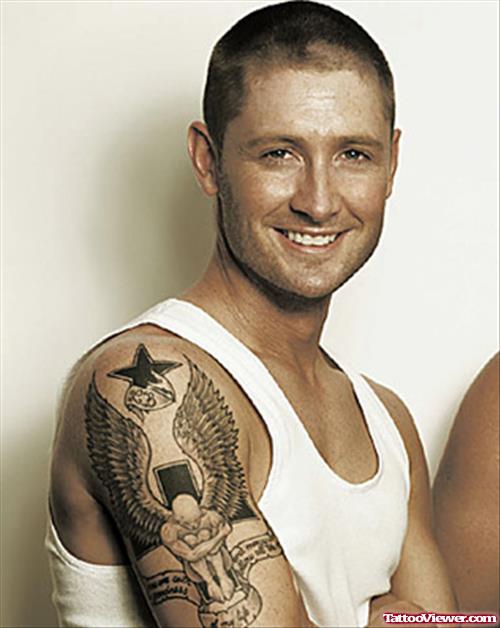 Michael Clarke Biceps Tattoo