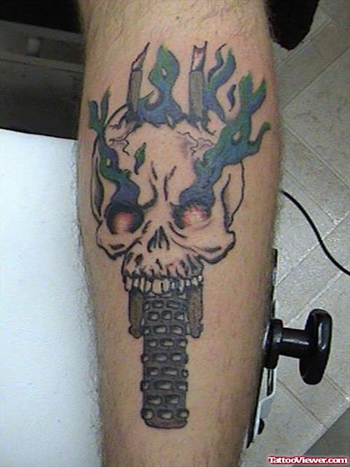 Skull Bike Wheel Tattoo