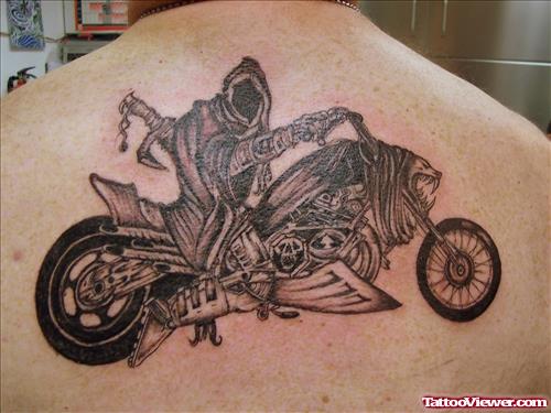 Amazing Bike Tattoo On Back