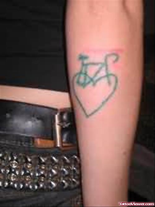 Heart Bike Tattoo On Arm