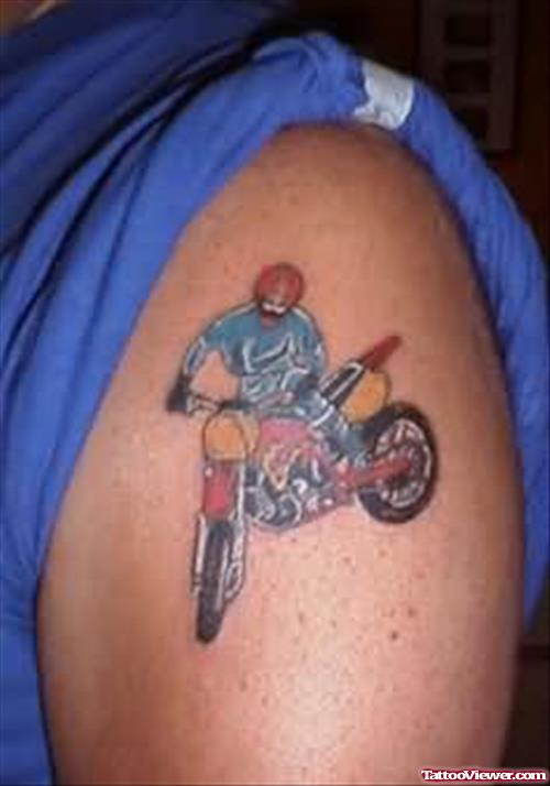 Biker Tattoo Design On Shoulder