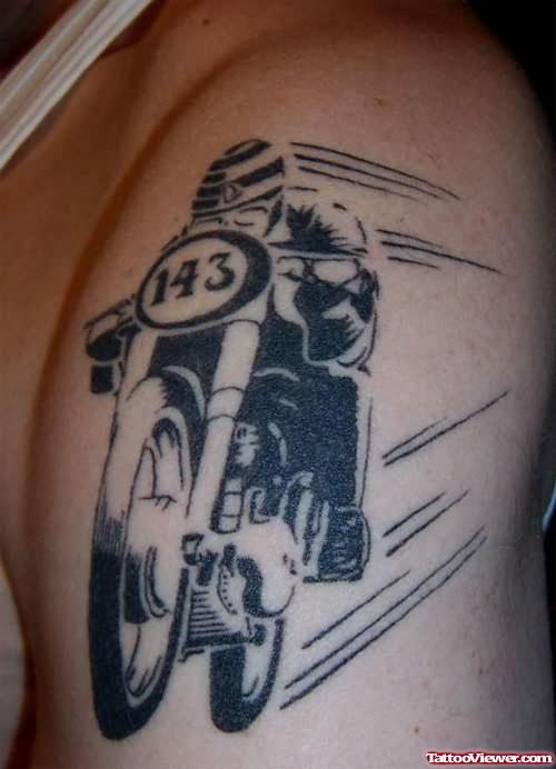 Old Ducati Tattoo On Shoulder