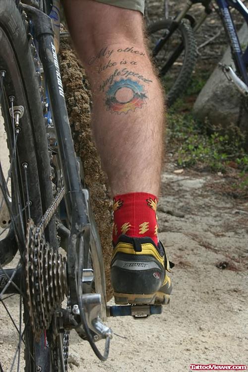 Bike Tattoo On Leg