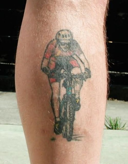 Bicycle Rider On Leg