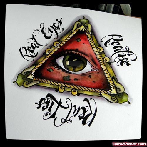 Biomechanical Illuminati Eye Tattoo Design