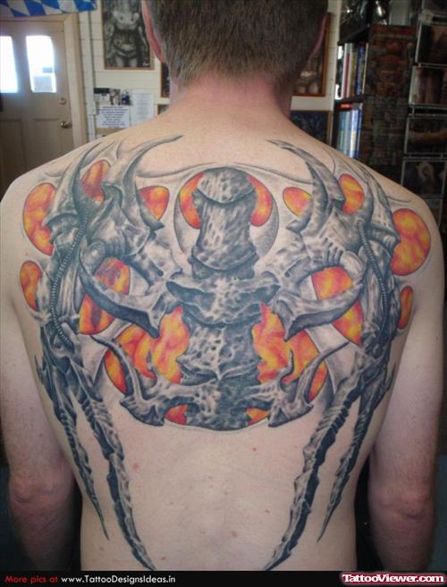 Biomechanical Back Body Tattoo For Men