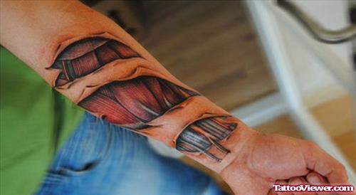 Biomechanical Tattoo On Left Arm
