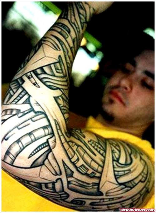 Biomechanical Left Sleeve Tattoo