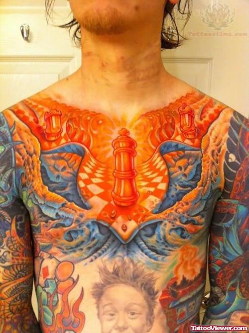 Colored Biomechanical Tattoo On Man Full Body