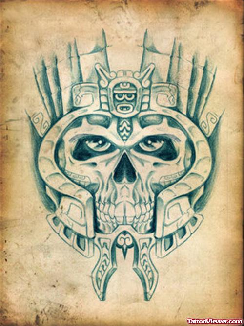 Awesome Biomechanical Skull Tattoo Design