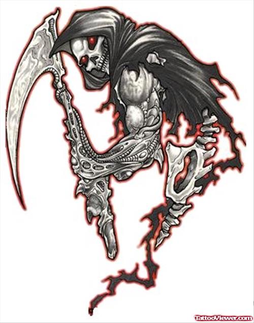Biomechanical Grim Reaper Tattoo Design