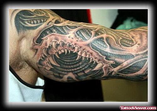 Half Sleeve Biomechanical Tattoo For Men