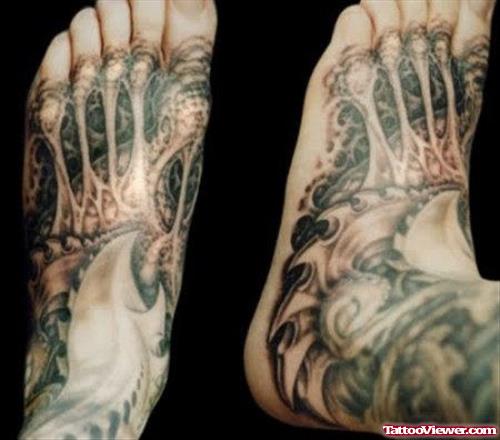 Biomechanical Foot Skeleton Tattoo