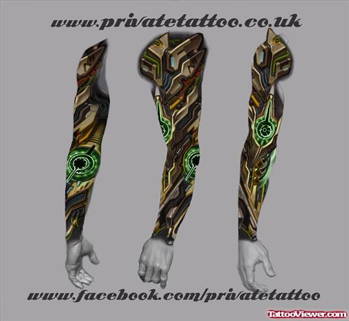 Sleeve Biomechanical Tattoo Designs
