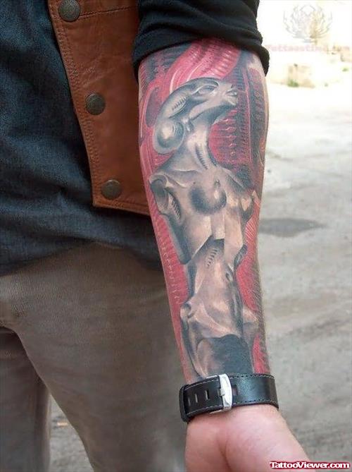 Men Showing Biomechanical Tattoo