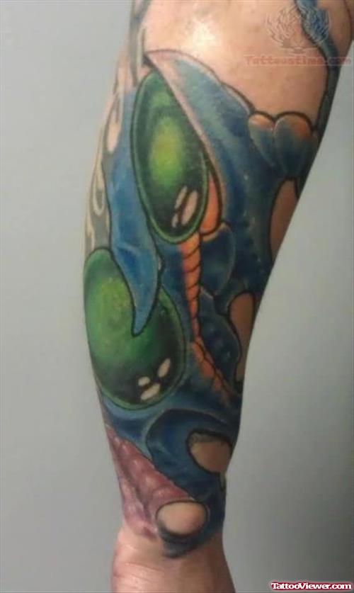Color ink Biomechanical Tattoo On Arm