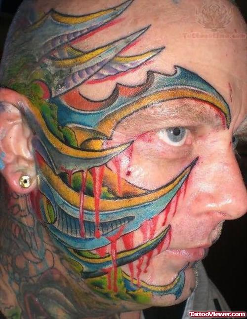 Color Ink Biomechanical  Face Tattoo