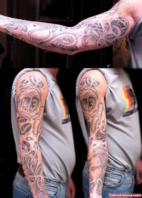 Biomechanical Tattoo On Right Arm
